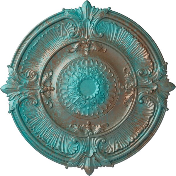 Ekena Millwork Attica Acanthus Leaf Medallion (Canopies up to 4 5/8"), 53 1/2"OD x 3 1/2"P, Copper Green Patina CM53ATCGS - main